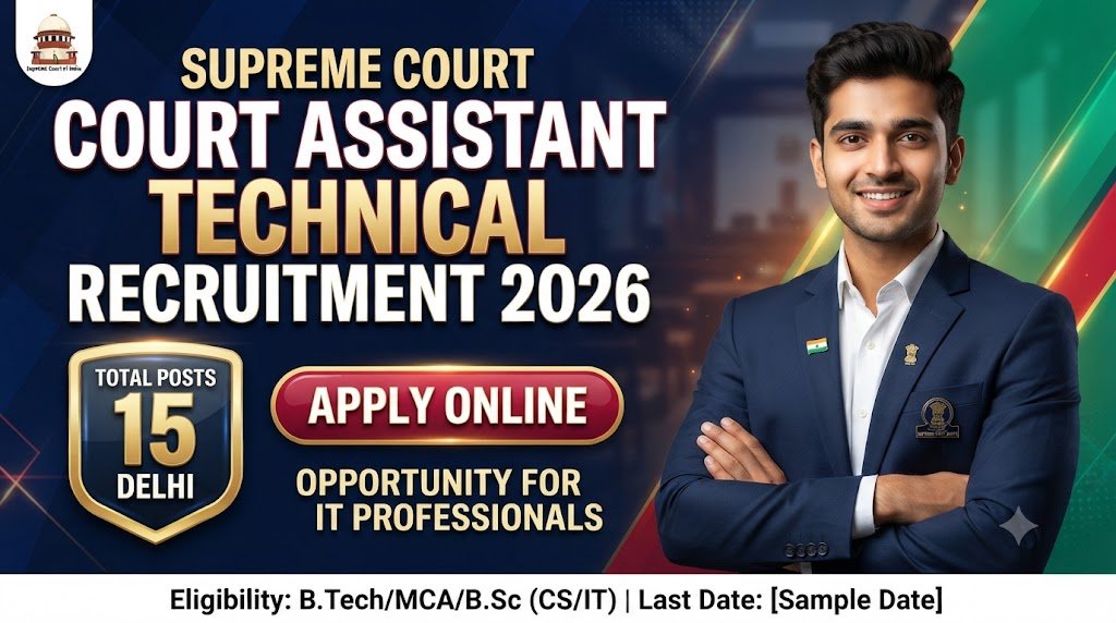 Supreme Court Court Assistant Technical Recruitment 2026: 15 Posts, Apply Online