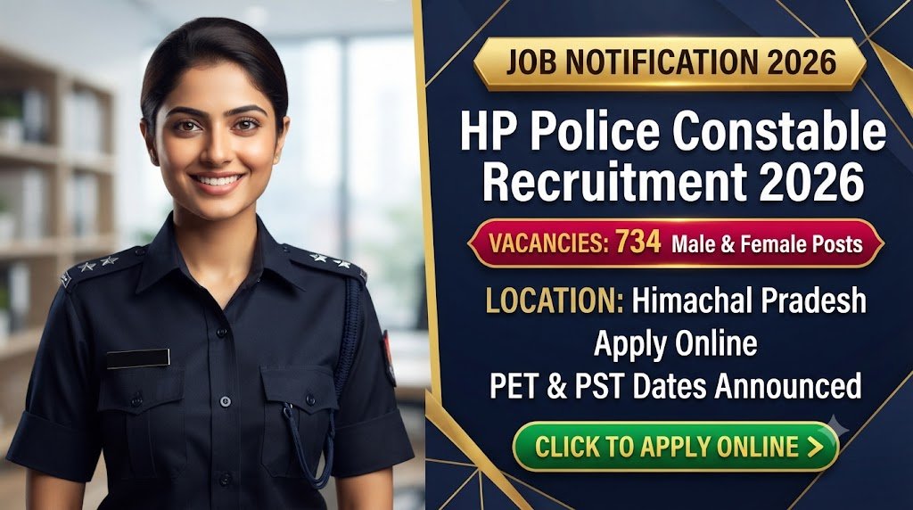 HP Police Constable Recruitment 2026: Apply Online for 734 Male & Female Posts, PET & PST Dates Announced