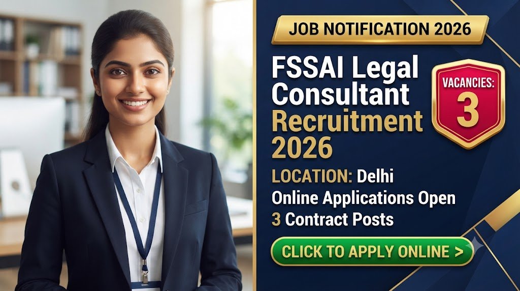 FSSAI Legal Consultant Recruitment 2026: Online Applications Open for 3 Contract Posts