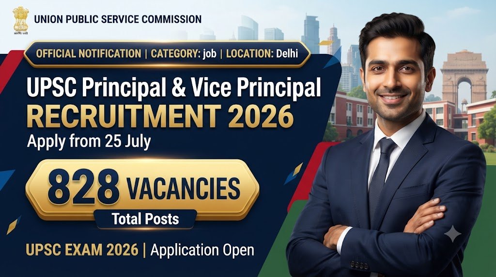 UPSC Principal & Vice Principal Recruitment 2026: 828 Vacancies in Delhi Schools, Apply from 25 July