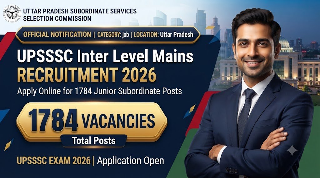 UPSSSC Inter Level Mains Recruitment 2026: Apply Online for 1784 Junior Subordinate Posts