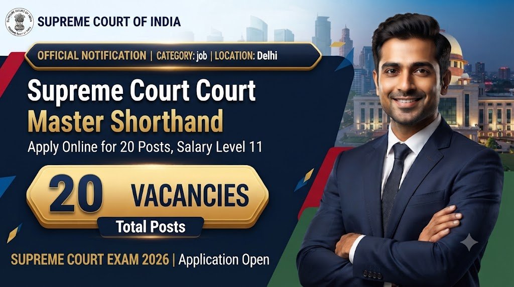 Supreme Court Court Master Shorthand Recruitment 2026: Apply Online for 20 Posts, Salary Level 11