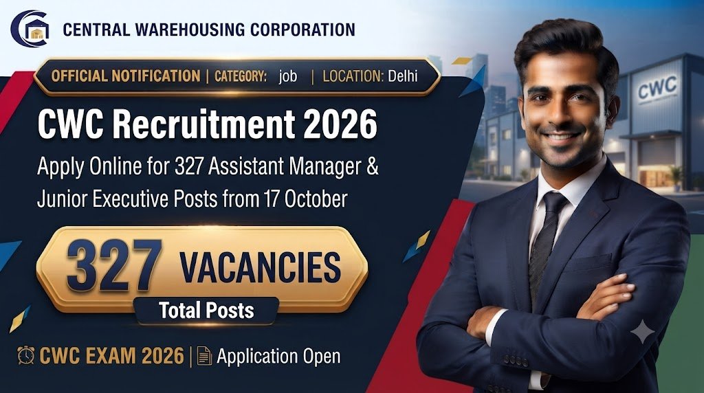 CWC Recruitment 2026: Apply Online for 327 Assistant Manager & Junior Executive Posts from 17 October