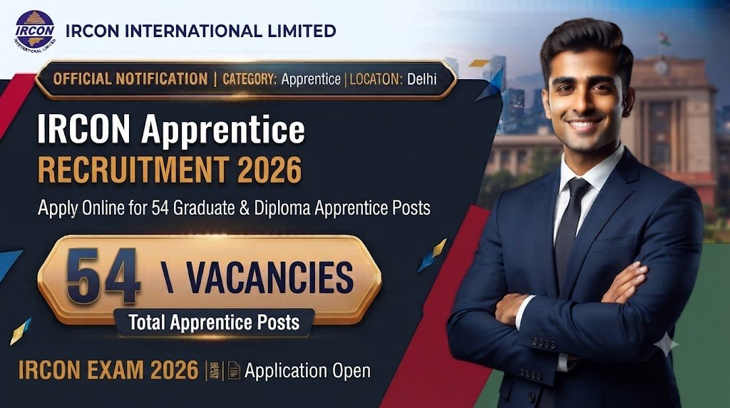 IRCON Apprentice Recruitment 2026: Apply Online for 54 Graduate & Diploma Apprentice Posts