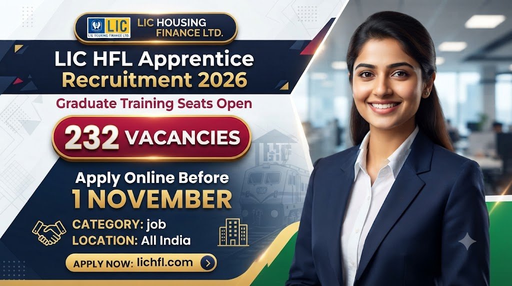 LIC HFL Apprentice Recruitment 2026: 232 Graduate Training Seats Open, Apply Online Before 1 November