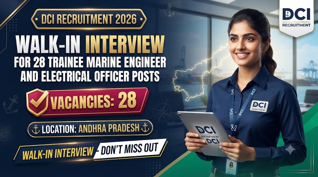 DCI Recruitment 2026: Walk-In Interview for 28 Trainee Marine Engineer & Electrical Officer Posts