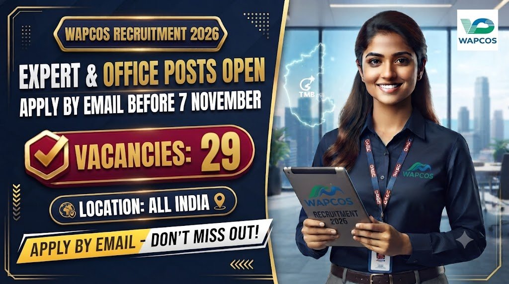 WAPCOS Recruitment 2026: 29 Expert & Office Posts Open, Apply by Email Before 7 November