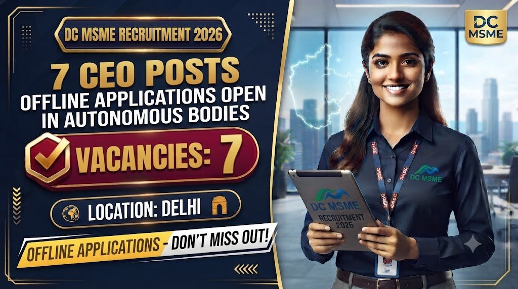 DC MSME Recruitment 2026: Offline Applications Open for 7 CEO Posts in Autonomous Bodies