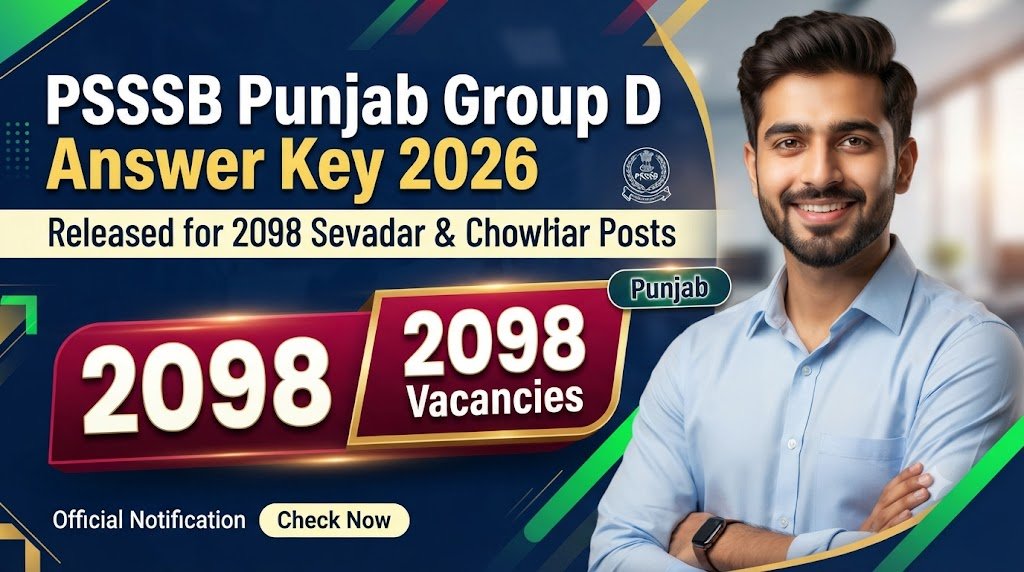 PSSSB Punjab Group D Answer Key 2026 Released for 2098 Sevadar & Chowkidar Posts