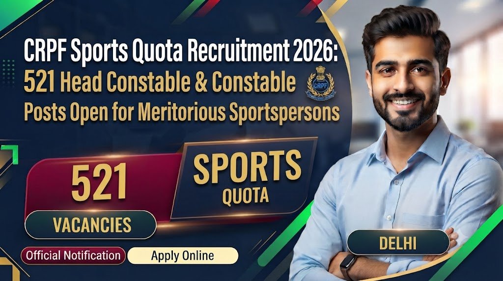 CRPF Sports Quota Recruitment 2026: 521 Head Constable & Constable Posts Open for Meritorious Sportspersons