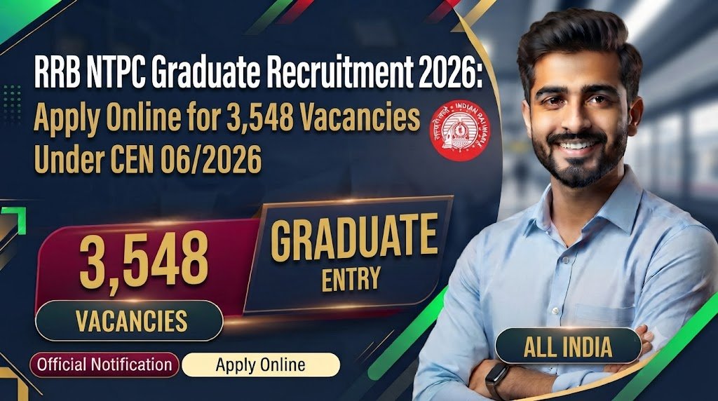 RRB NTPC Graduate Recruitment 2026: Apply Online for 3,548 Vacancies Under CEN 06/2026