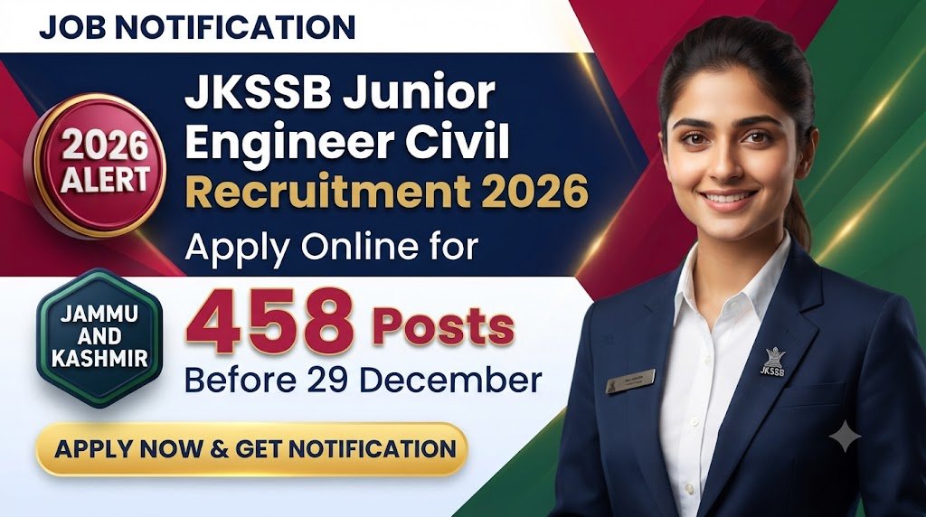 JKSSB Junior Engineer Civil Recruitment 2026: Apply Online for 458 Posts Before 29 December