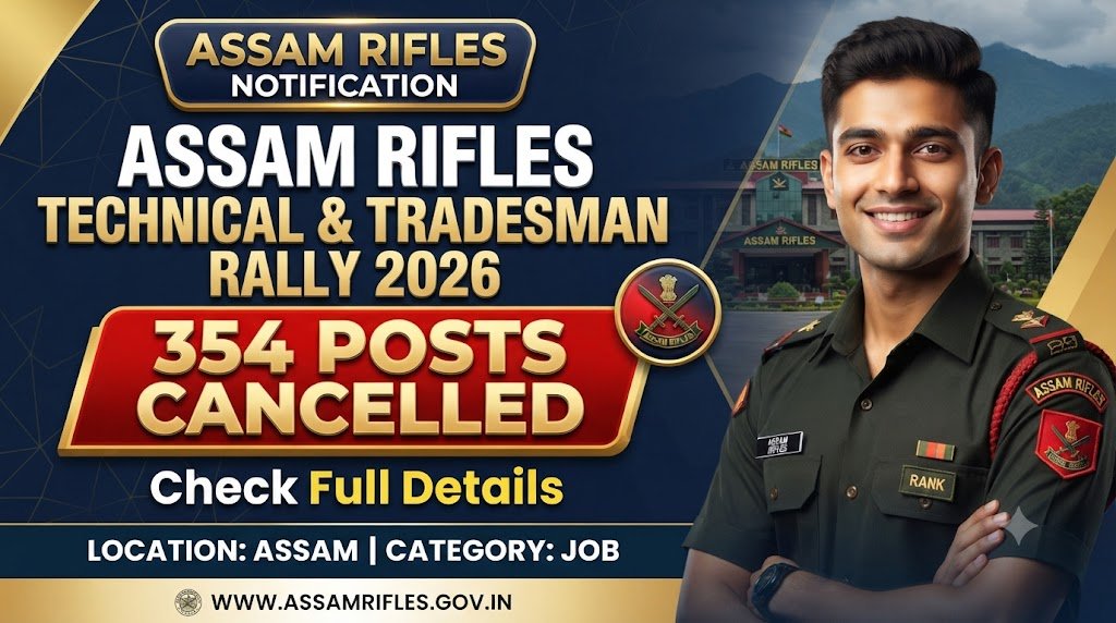 Assam Rifles Technical & Tradesman Rally 2026: 354 Posts Cancelled, Check Full Details